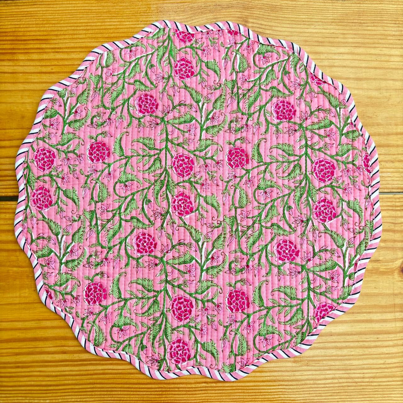 cotton hand block printed mat for dining table | reversible table mat with matching napkins | washable 100% cotton placemats christmas gift