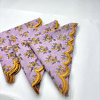 Lavender yellow scallop cotton Embroidery Napkins for table decoration and christmas gift | Reusable Floral Table Linen