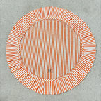 Handcrafted Orange Floral Quilted Placemat & Napkin Set: Indian Artisan Decor