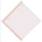 Hand Block Printed Cotton Napkins: White with Orange Border