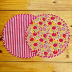 Floral Quilted Placemats & Napkins Set: Mustard Yellow Indian Craft (15x15 inches)