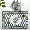 Hand Block Print Placemat & Napkin Set: Jaipur Cotton Table Decor
