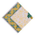 Hand Block Printed Placemats and Napkins: Yellow Green Floral Cotton Set