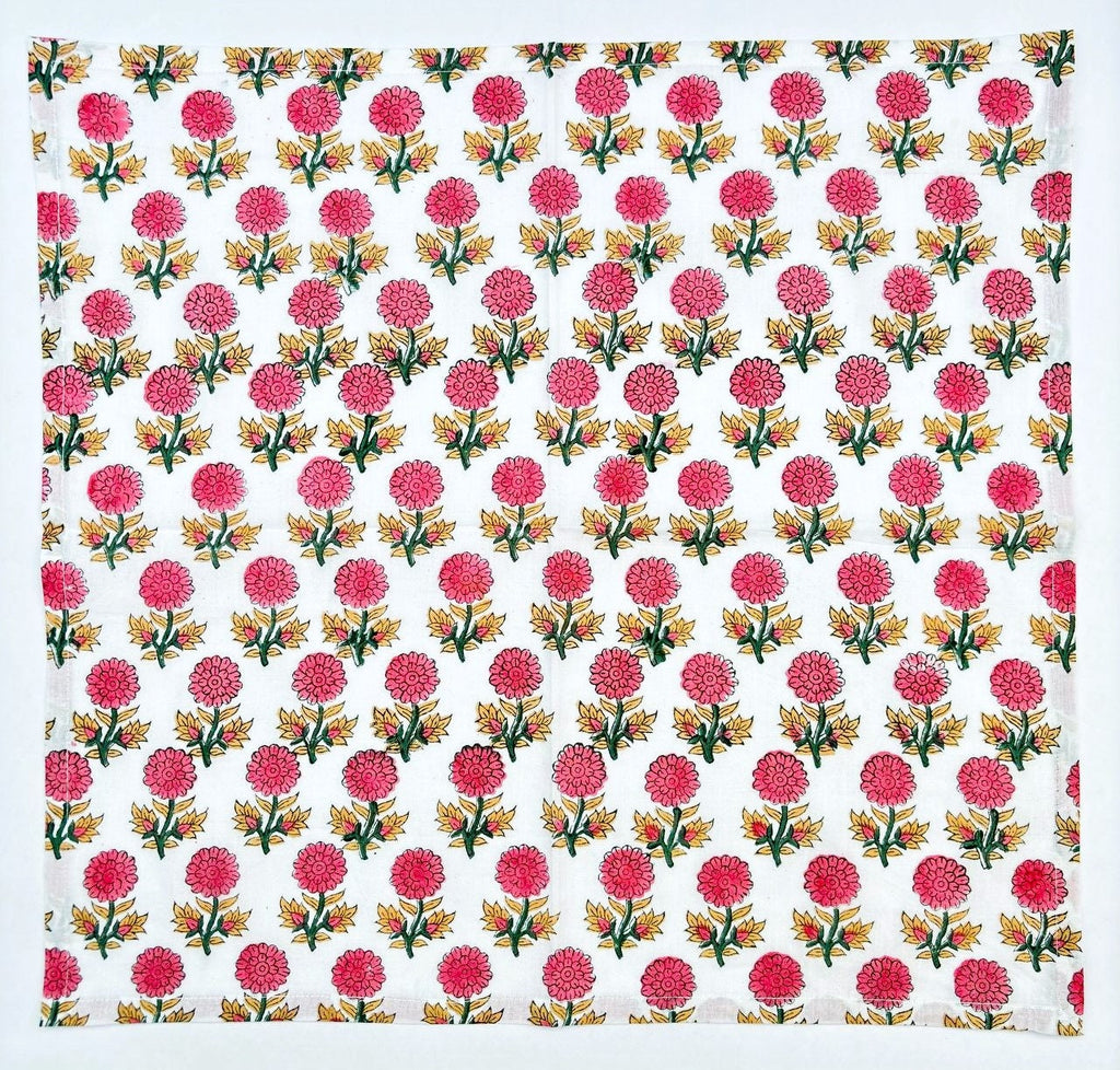 Floral Print Cotton Napkins: Pink Flower Table Decor
