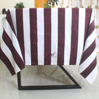 Hand-Block Congo Brown Striped Cotton Tablecloth - Waterproof Rustic Dining