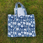 Multicolor Quilted Cotton Tote Bag: Handblock Print, Travel Friendly