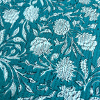 Teal Blue Floral Quilted Placemat & Napkin Set: Indian Artisan Craft