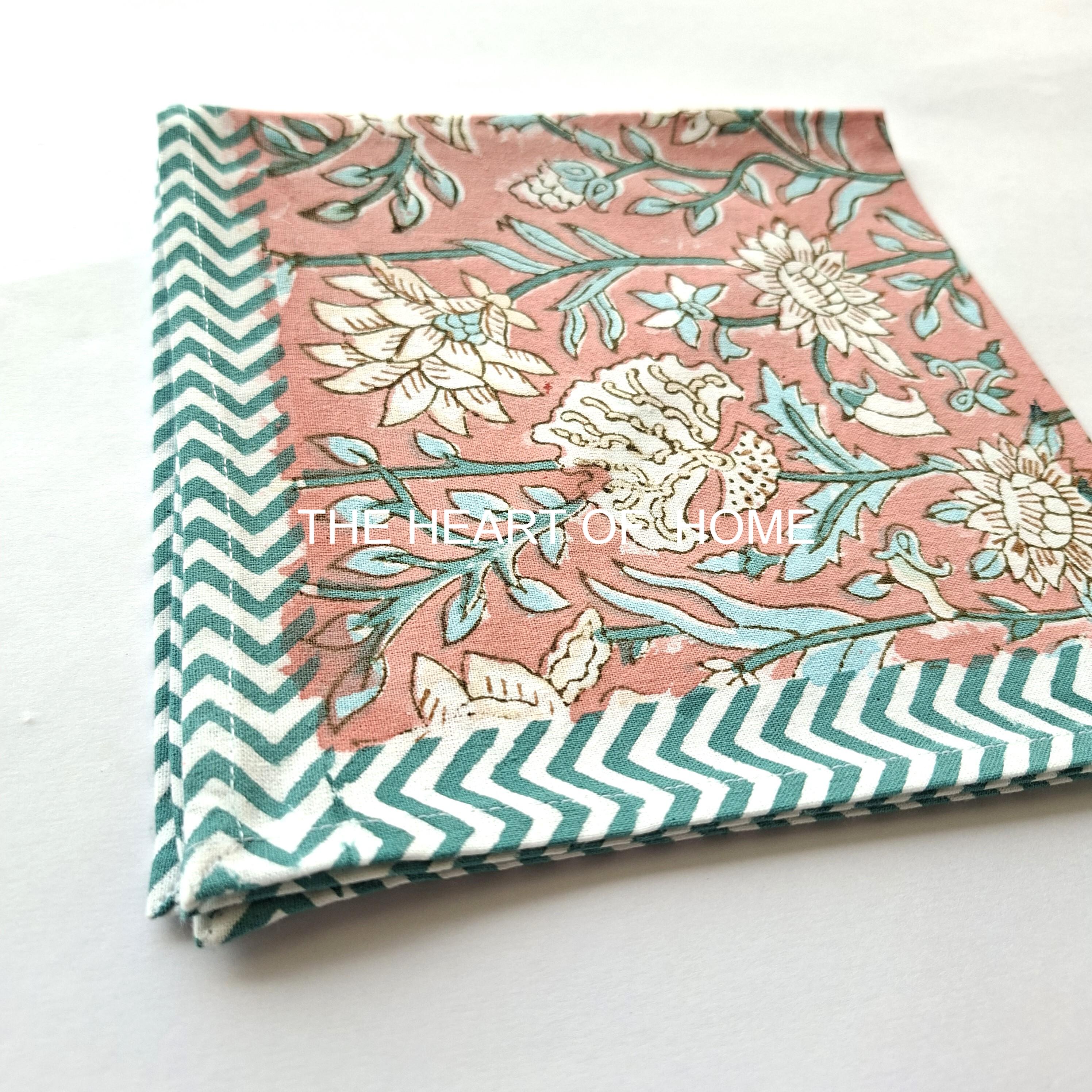 Hand Block Printed Cotton Placemat & Napkin Set: Jaipur Artisan Made