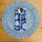 Handcrafted Royal Blue Floral Quilted Placemat & Napkin Set
