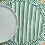 Floral Quilted Round Placemats with Napkins: Parrot Green Cotton Set