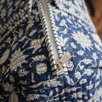 Large royal blue Cotton Quilted Duffle Bags Block print Gifts Handmade Colorful Travel night Travel Gym Yoga Luggage pocket 18x9x9 inches