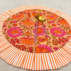 Handcrafted Orange Floral Quilted Placemat & Napkin Set: Indian Artisan Decor