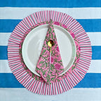 Floral Quilted Round Placemats with Napkins: Rose Pink Cotton Set