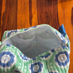 Handblock Printed Quilted Cosmetic Pouch Set: Green Travel Toiletry Bags