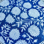 Handcrafted Royal Blue Floral Quilted Placemat & Napkin Set
