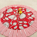 Red Floral Quilted Placemat & Napkin Set: 100% Cotton, Handmade