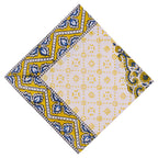 Hand Block Printed Placemats and Napkins: Mustard Floral Cotton Dining Set