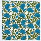 Hand Block Printed Cotton Napkins: White & Blue Floral Table Decor