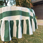 Dark Green Stripe Table Cloth for Round Table hand block printed | christmas gift | wedding table deor