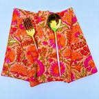 Hand Block Printed Orange Floral Napkins: Fall Table Decor