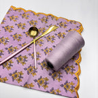 Lavender yellow scallop cotton Embroidery Napkins for table decoration and christmas gift | Reusable Floral Table Linen