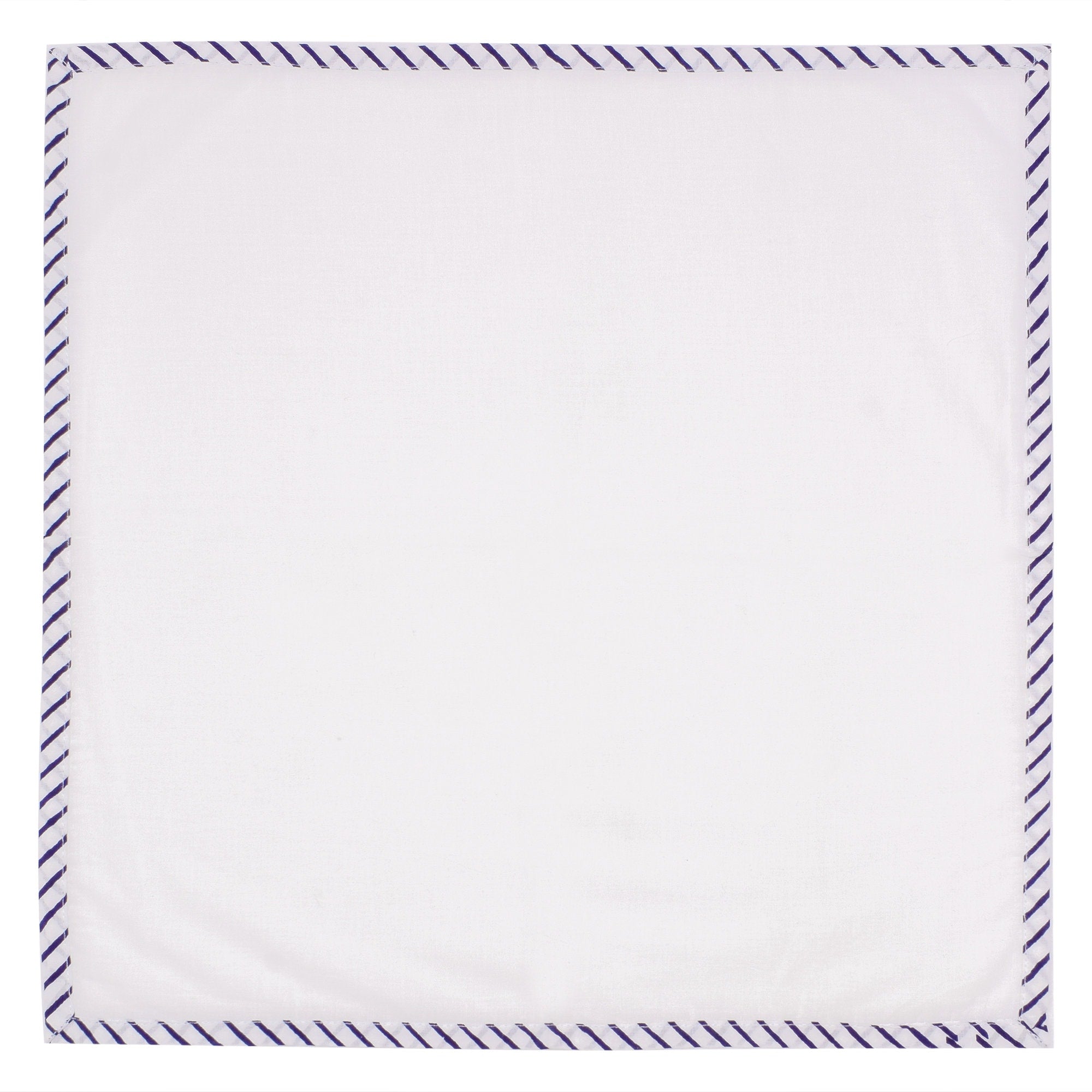 Hand Block Printed Cotton Napkins: White with Blue Border
