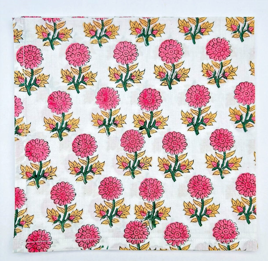 Floral Print Cotton Napkins: Pink Flower Table Decor