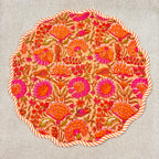 Handcrafted Orange Floral Quilted Placemat & Napkin Set