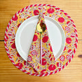 Floral Quilted Placemats & Napkins Set: Mustard Yellow Indian Craft (15x15 inches)