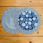 Handcrafted Royal Blue Floral Quilted Placemat & Napkin Set