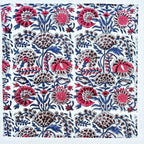 Floral Hand Block Printed Cotton Napkins: Indian Artisan Decor