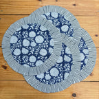 Handcrafted Royal Blue Floral Quilted Placemat & Napkin Set