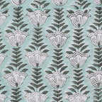 Sage Green Floral Napkins: Hand Block Printed Cotton Cloth