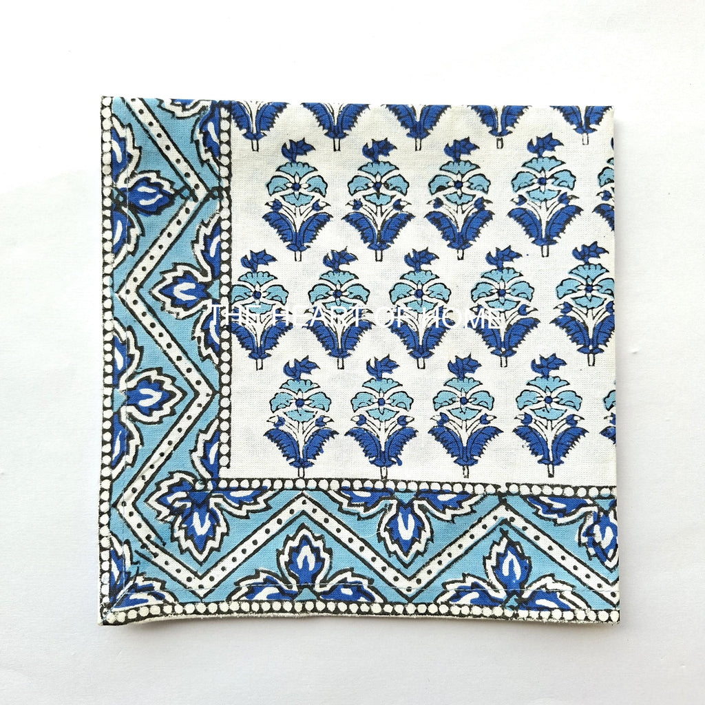 Hand Block Printed Cotton Placemat & Napkin Set: Jaipur Artisan Made