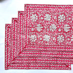 Hand Block Printed Cotton Placemat & Napkin Set: Jaipur Artisan Made