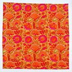 Hand Block Printed Orange Floral Napkins: Fall Table Decor