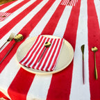 Red Stripe Table Cloth for Round Table hand block printed | christmas gift | wedding table deor
