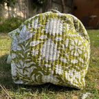 Handmade Limerick Green Floral Quilted Duffle Bag: Cotton Travel Gym Bag