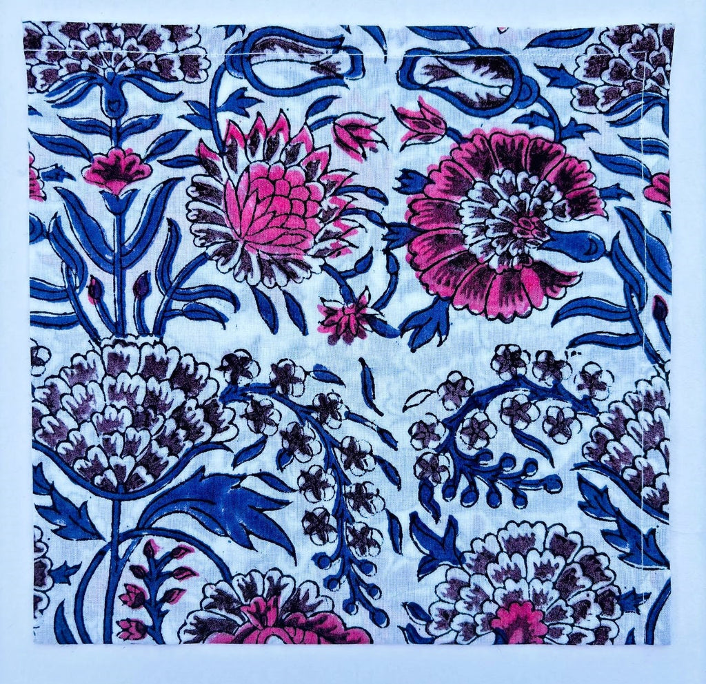 Floral Hand Block Printed Cotton Napkins: Indian Artisan Decor