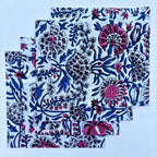Floral Hand Block Printed Cotton Napkins: Indian Artisan Decor