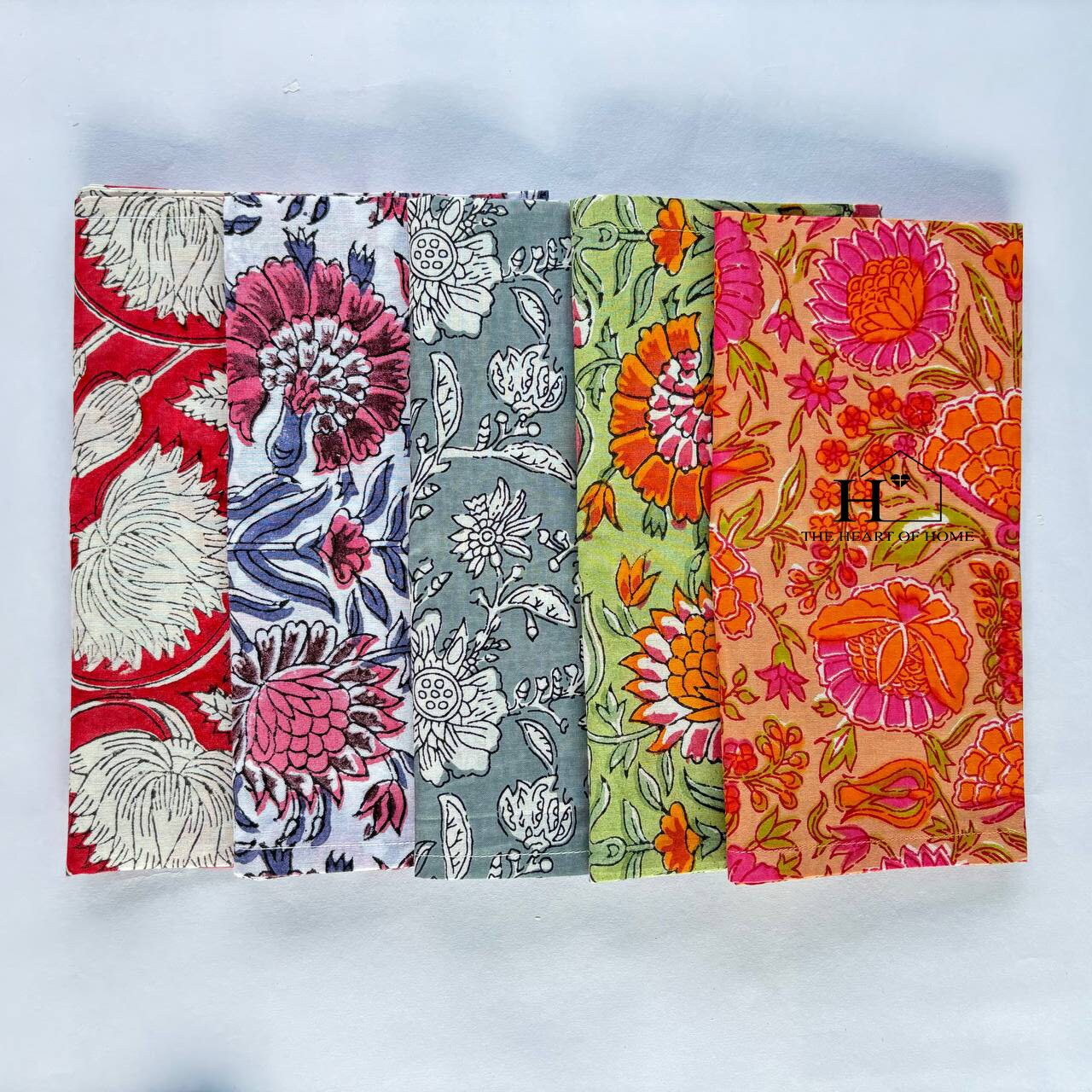 Assorted Mix and Match Hand Block Floral 100% Cotton Cloth Napkins Perfect for Kids,Wedding Events, cocktail napkins Dining Table-Zero waste