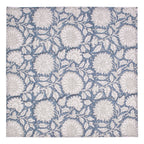 Cobalt Blue Floral Cotton Napkins: Hand Block Printed Table Decor