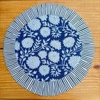 Handcrafted Royal Blue Floral Quilted Placemat & Napkin Set