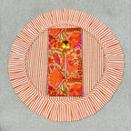 Handcrafted Orange Floral Quilted Placemat & Napkin Set: Indian Artisan Decor