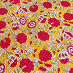 Floral Quilted Placemats & Napkins Set: Mustard Yellow Indian Craft (15x15 inches)