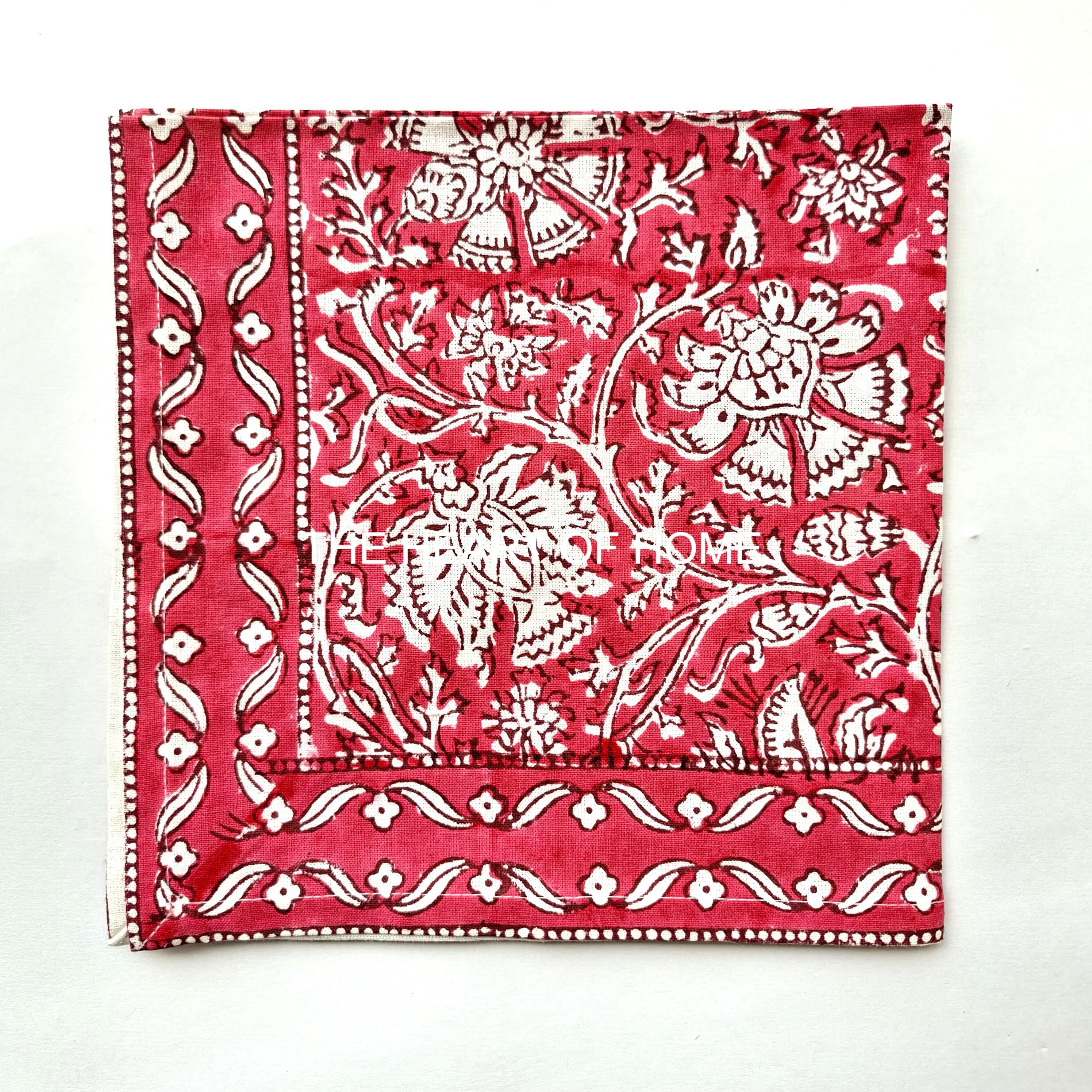 Hand Block Printed Cotton Placemat & Napkin Set: Jaipur Artisan Made