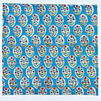 Handmade Blue Floral Block Printed Cotton Napkins
