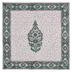 Hand Block Printed Cotton Placemats and Napkins: Gray & Green Floral
