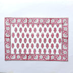 Hand Block Printed Cotton Placemat & Napkin Set: Jaipur Artisan Made