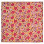 Hand Block Printed Cloth Napkins: Mustard & Pink Floral Cotton Dining Decor